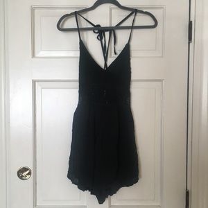 NWT Abercrombie & Fitch Navy Romper w/ Lace Panel